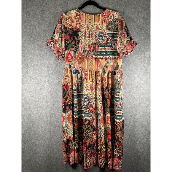 Unbranded Dress Women OS Bombay Babydoll Midi Viscose Silk Midi Boho Ruffle Slee - Picture 6 of 7